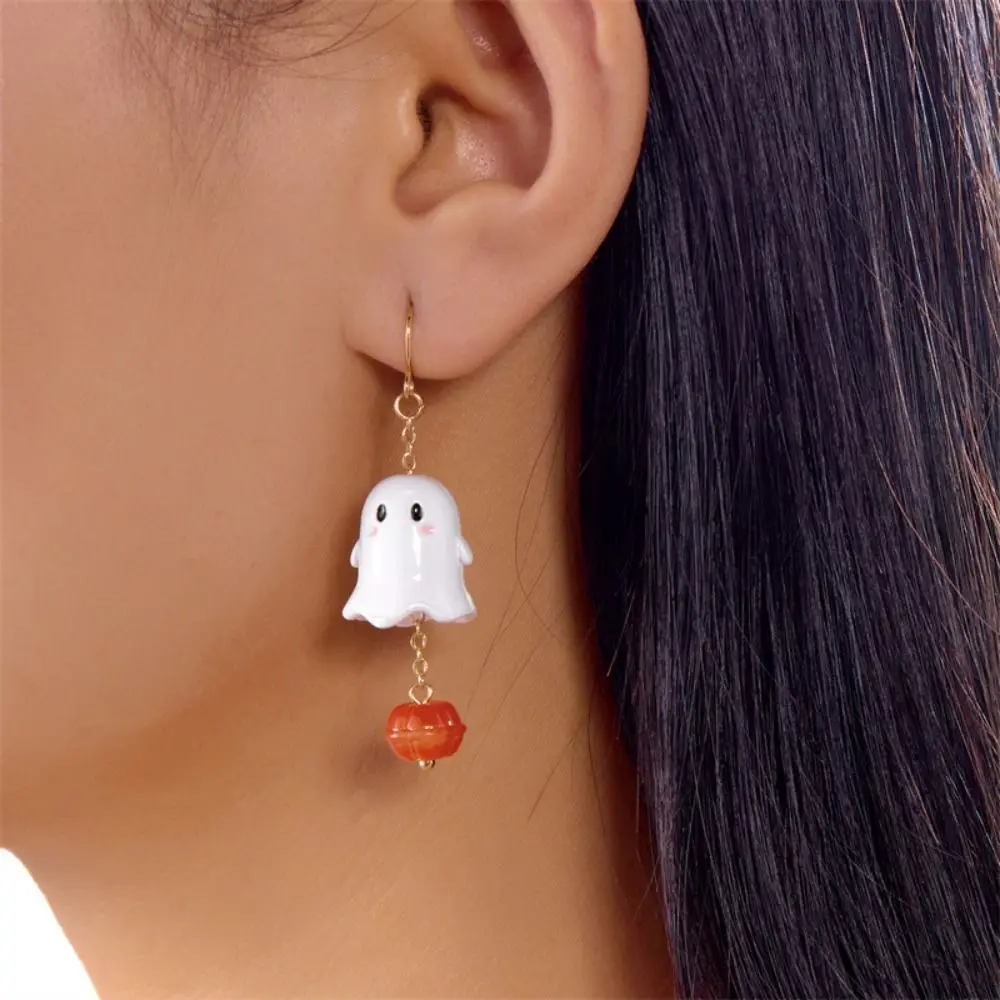 Exquisite Alloy Halloween Earrings Ghost Trick or Treat Pumpkin Ear Studs Jewelry Set Personality Ghost Dangle Earrings Hipster