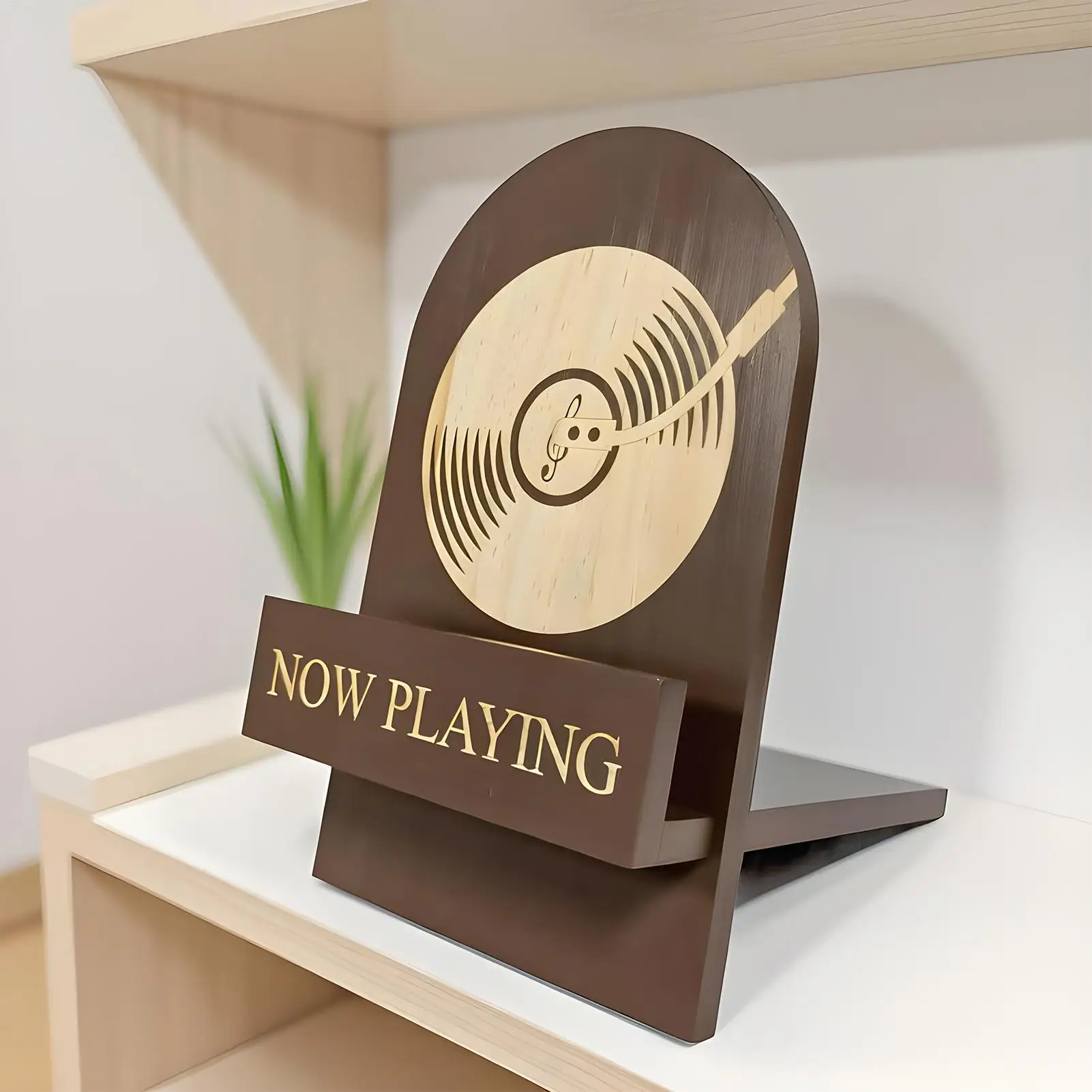 Schallplattenständer aus Holz, Vintage, dekorativ, für Schallplattensammler, dekorativer Organizer, Vinyl-Schallplattenregal für den Schreibtisch, Aufbewahrungsregal