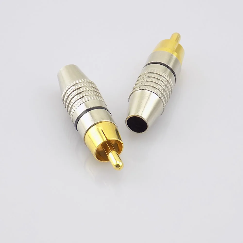 5pcs RCA Male Plug to cabling Connector Adapter Audio Video Cable CCTV camera Non Solder Gold Plated Accessories Q1