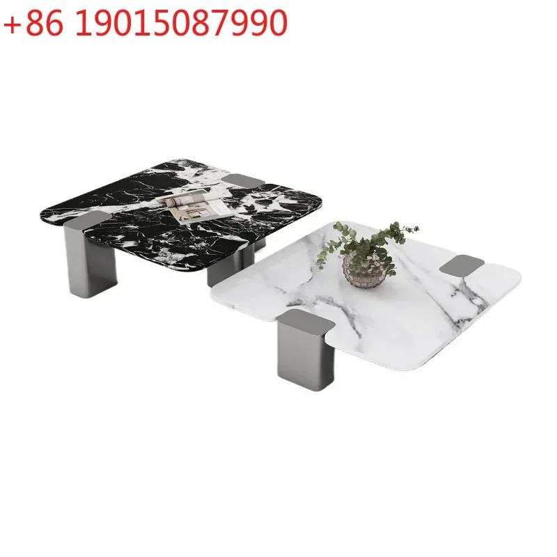 

Квадратный кофейный столик в скандинавском антикварном стиле, минималистичный, из мрамора