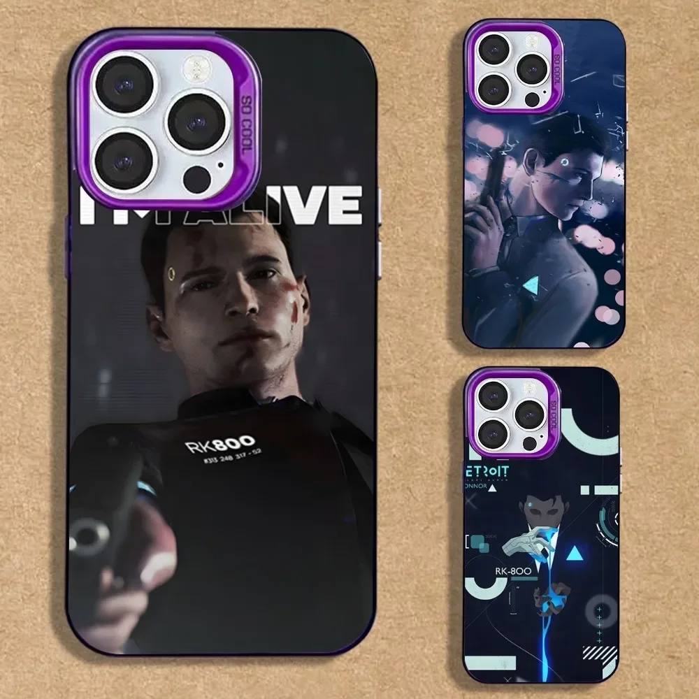 

Detroit B-Become H-Human Phone Case For iPhone 16,15,14,13,12,11,Mini,Pro,SE,MAX Purple Matte Silicone Cover