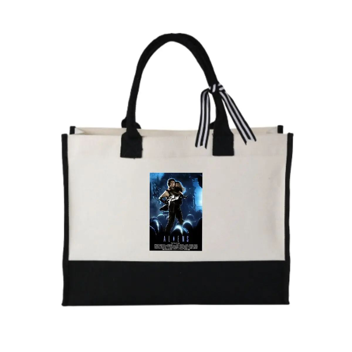 

Aliens Movie Poster Spacious Commuting Tote Simplicity Patchwork Canvas Tote