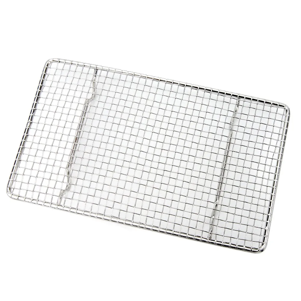 Easy to Clean Stainless Steel Cooling Rack Mesh Grid Silver Baking Rack Rounded Corners Raised Frame Pan Grate Heat Resistant