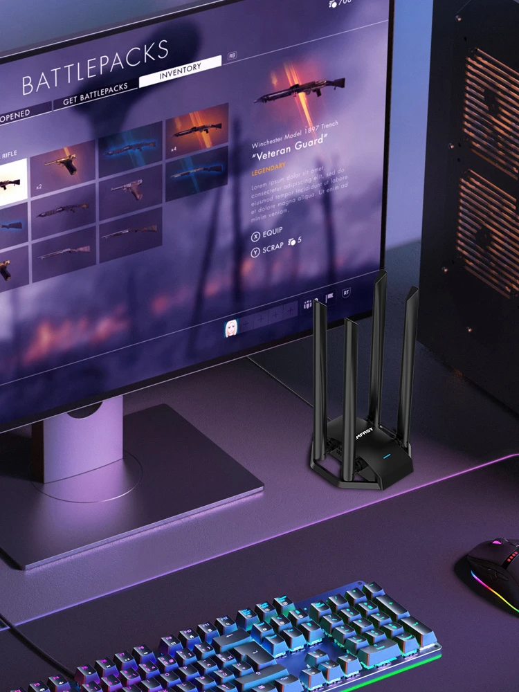 COMFAST 1300M MT7612U/RTL8814AU karta sieciowa 5.8 GHz USB odbiornik Wi-Fi dwuzakresowy pulpit bezprzewodowy Linux adapter Wi-Fi antena — zdjęcie produktu 7