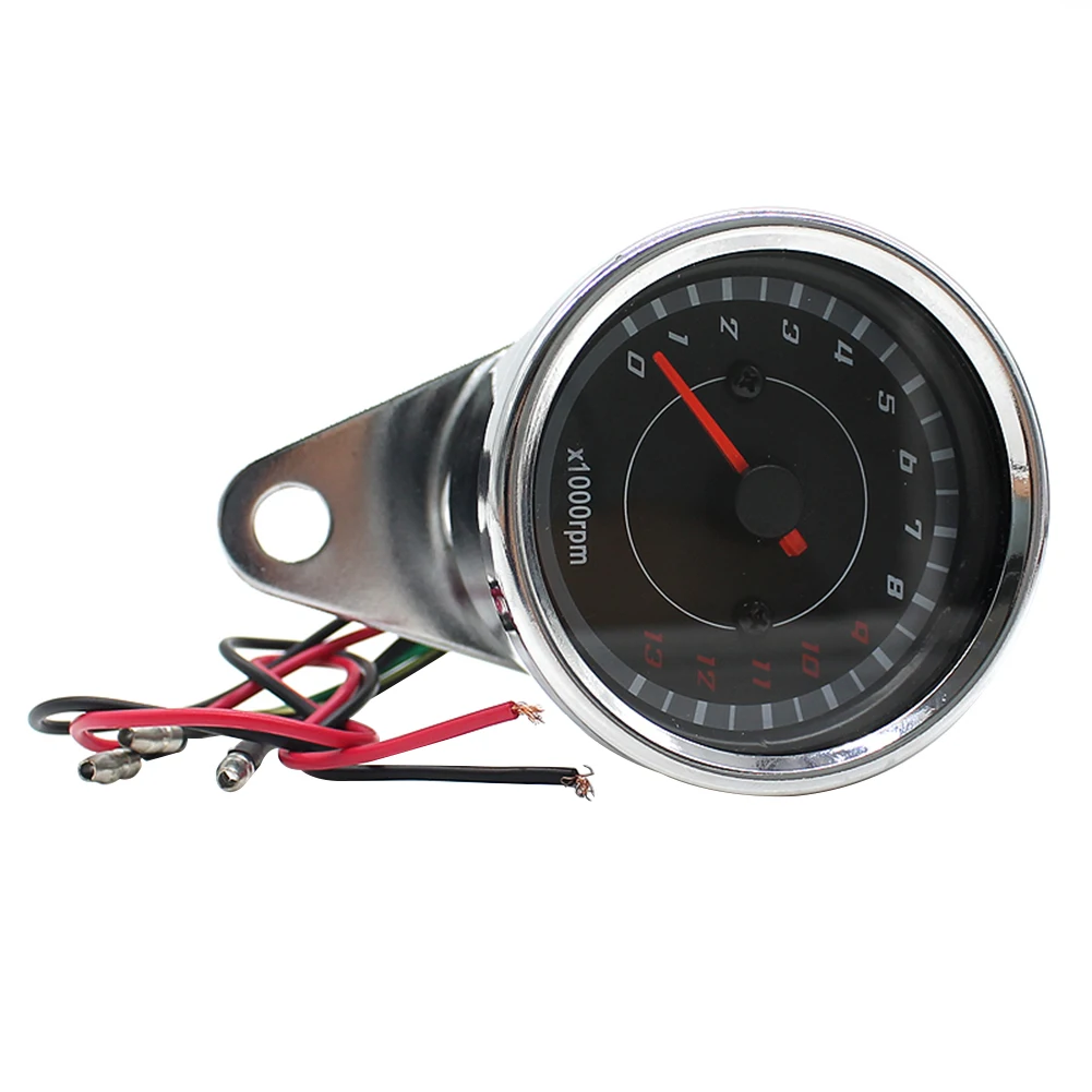 DC 12V Universal Motorcycle Tachometer with Blue LED Backlight 1000RPM Analog Tachometer REV Counter Electronic Tach Meter