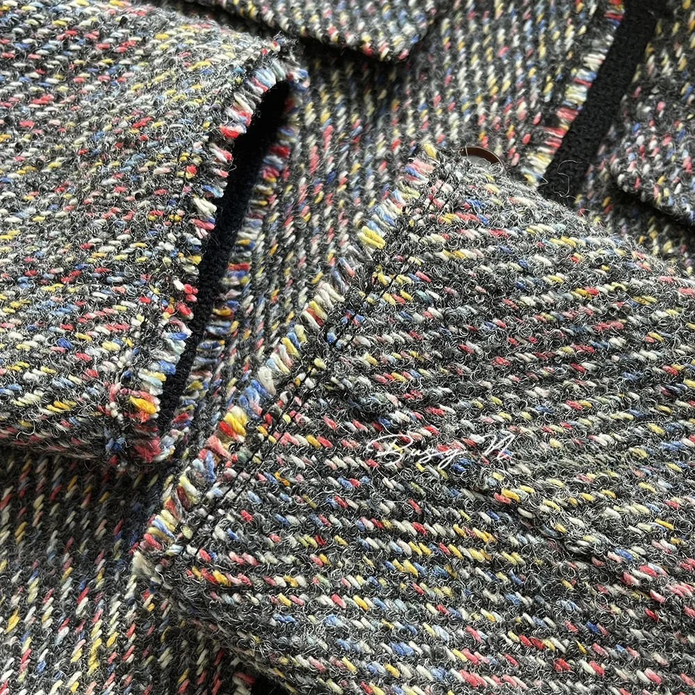 Slimming Effect Woolen ort Jaet with Button Design V-Ne Embellied for Women Commute Sle Long Sve Thiened Coat