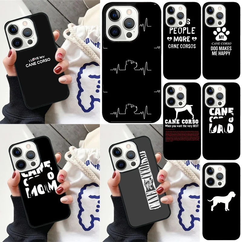 Funda de teléfono con citas de Cane Corso Mastiff para iPhone 17 Air 16 15 14 12 13 PLUS 11 PRO MAX