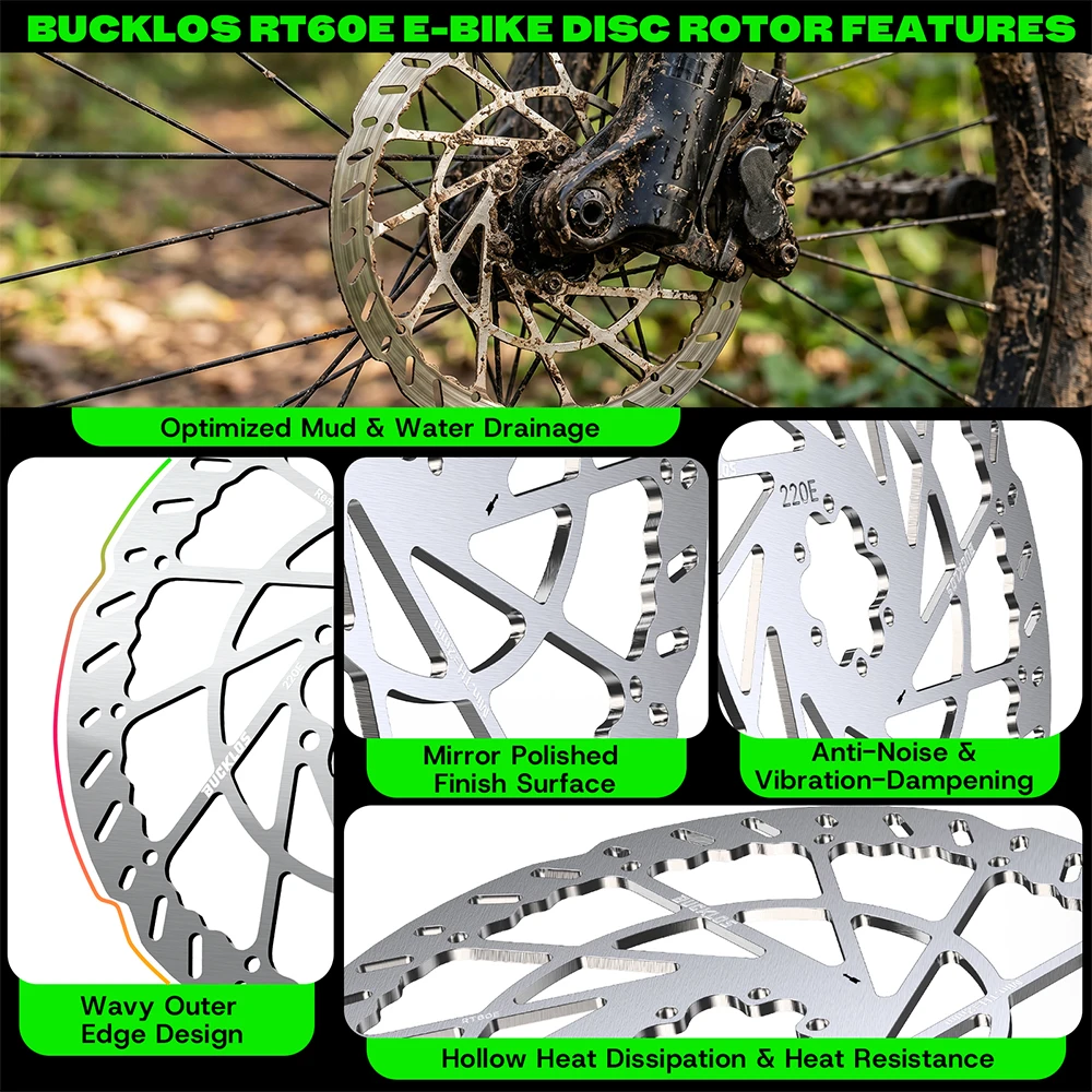 BUCKLOS 2.3MM E-Bike Brake Disc 220MM Electric Bicycle Rotor 140/160/180/203MM Dirt Bike Disc Brake Rotor For Surron Segway Tala