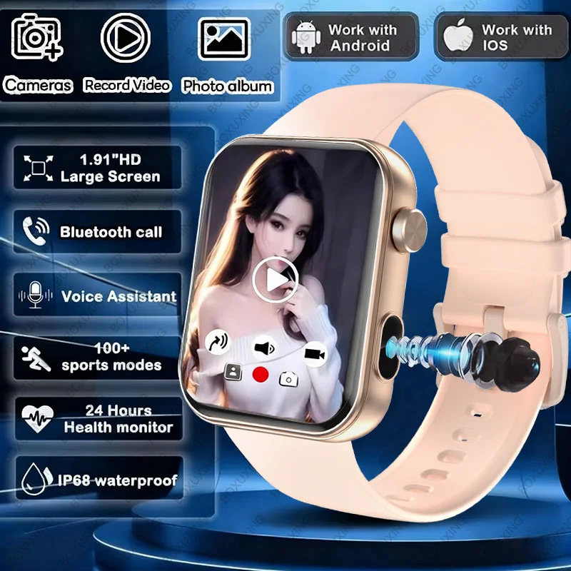 

2025Новые Смарт-часы для женщин и мужчин, камера для записи звука, видеочасы для записи фотографий, спортивные водонепроницаемые умные часы с Bluetooth и вызовом