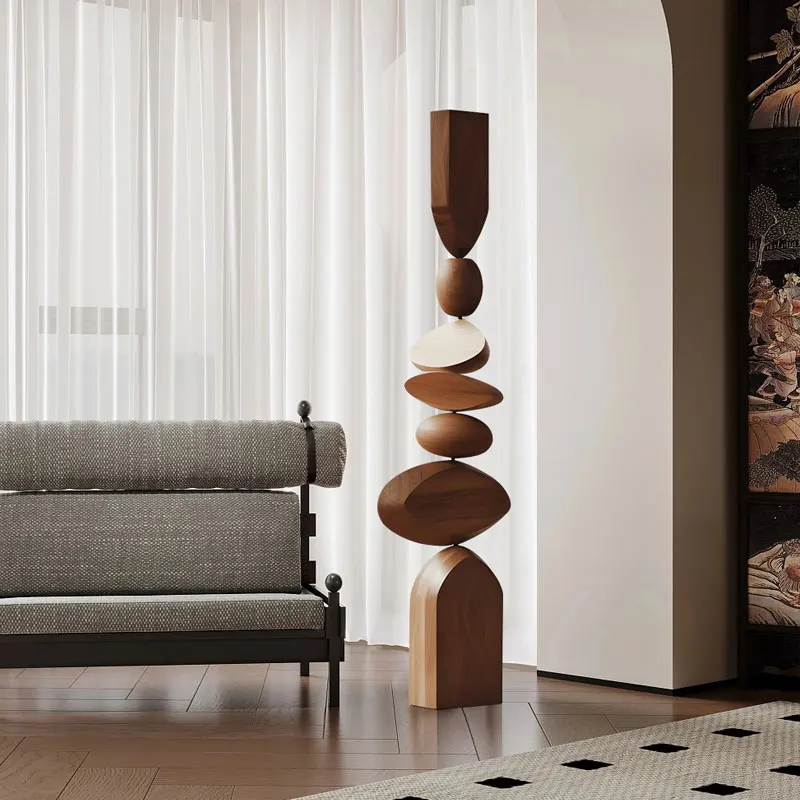 Solid wood sculpture floor art in hotel exhibition halls and sales centers