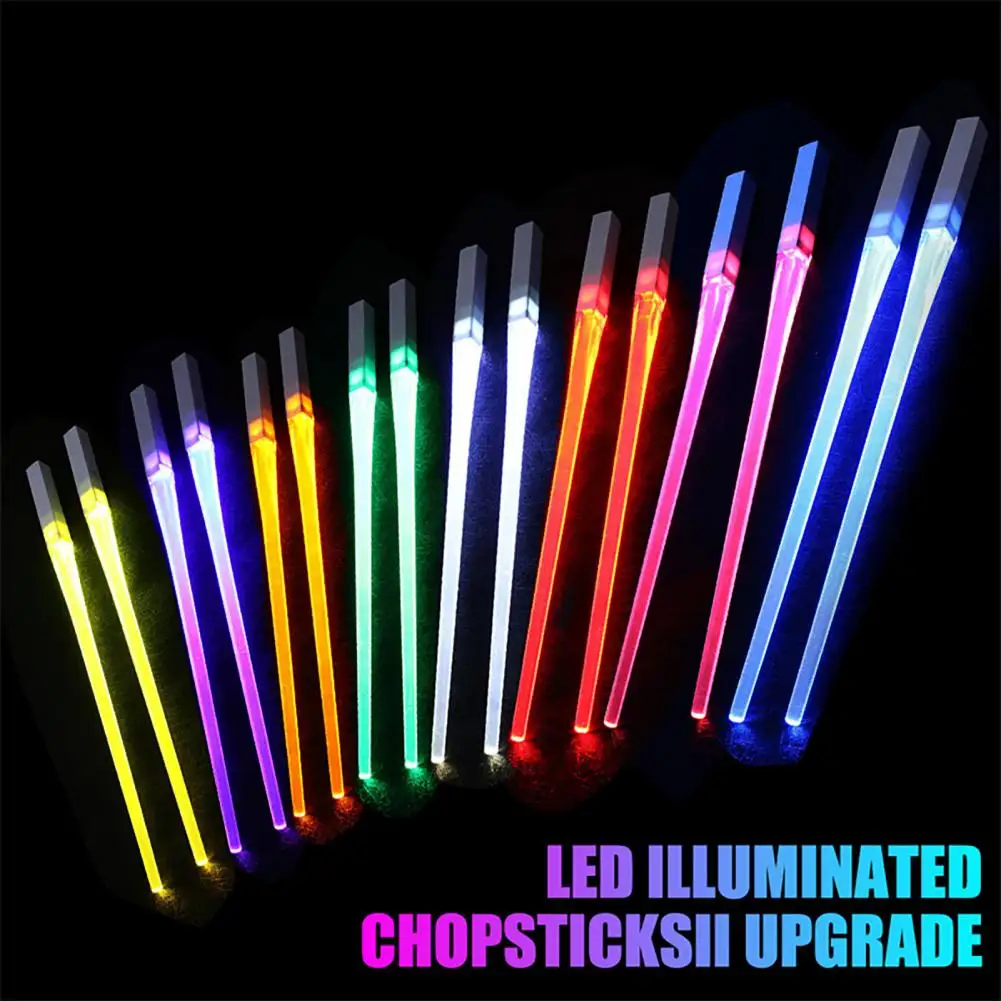 Luminous Chopsticks BPA Free Safe Food Chopsticks LED Lightsaber Chopsticks Reusable Kitchen Light Up Glowing Party Chopstick