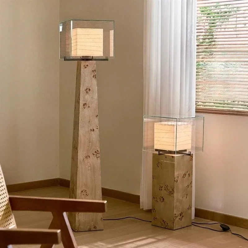 Japanese-style wabi-sabi retro tree tumor floor lamp, high-end art lamp
