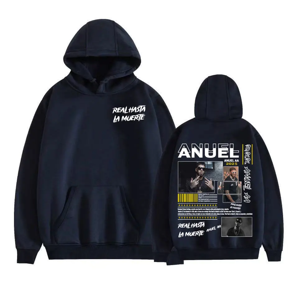 Anuel AA Real Hasta La Muerte Tour 2025 Felpa con cappuccio Uomo Donna Casual in pile Felpa di alta qualità Moda Vintage Felpa con cappuccio Streetwear
