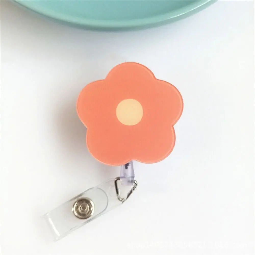 Cartoon Flower Nurse Badge Reel Chest Card Name Tag Retractable Badge Holder Exhibition Card Acrylic ID Card Holder Hospital Use