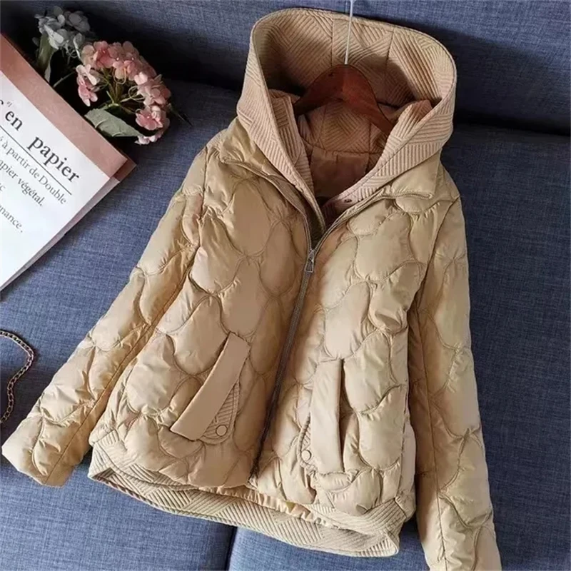 

New Women's Winter Parkas Fake Two items Slim Warm Ladies Down Cotton Jacket Hooded Fashion Temperament Coat JJ377