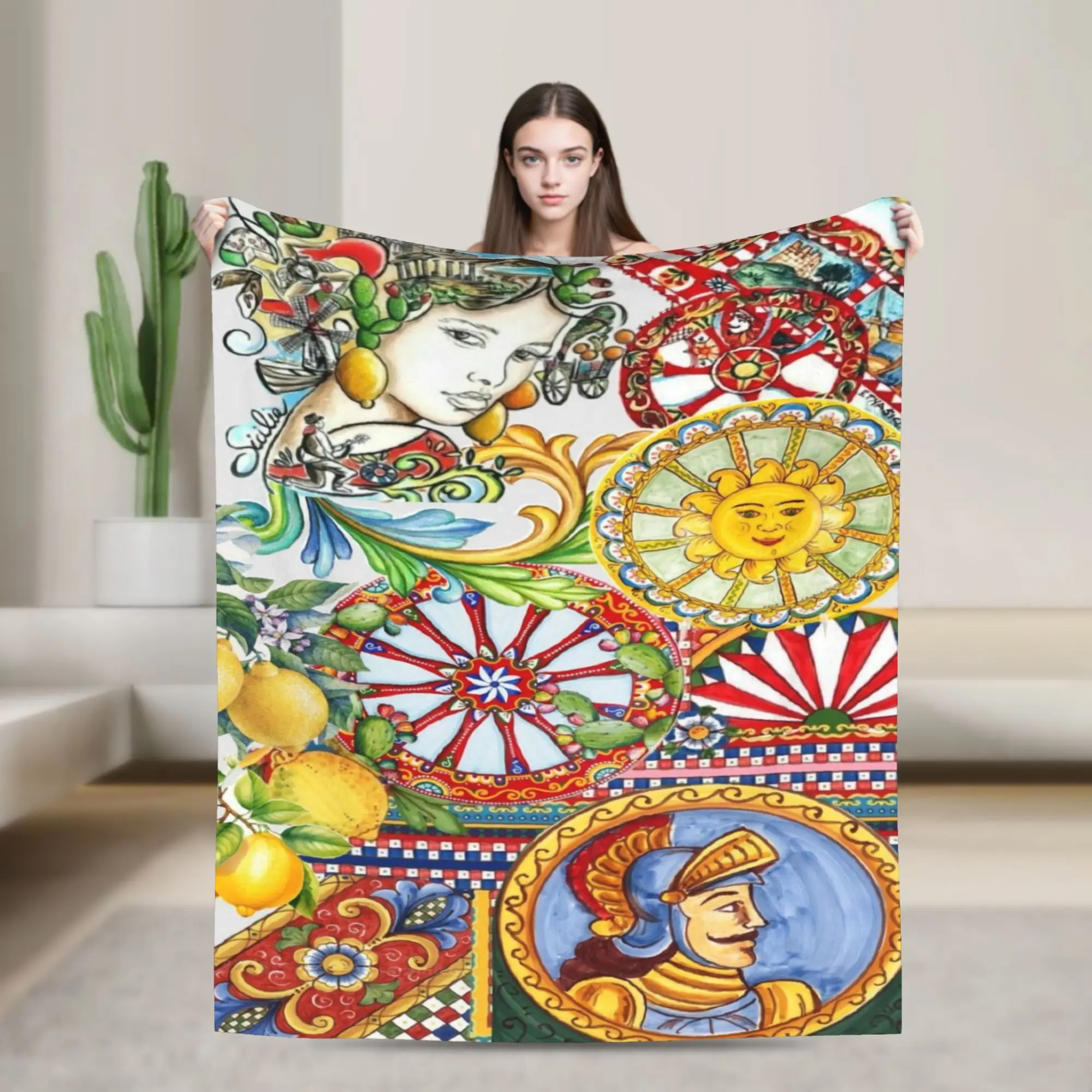 Soft Blanket Travel Office Italy Cute Print Sicilia Sicily Love Trinacria Throw Blanket Funny  Bedspread For Chair Sofa Bed