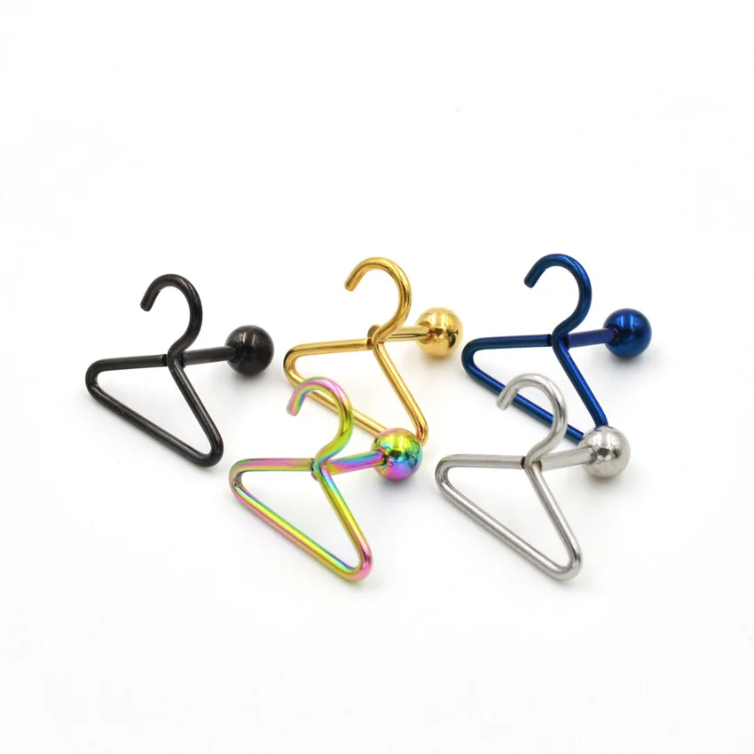 One pair, stainless steel punk style, hip-hop men and women creative and interesting personalized hanger earrings, titanium steel trendy men's earbone nails, low sensitivity and non-fading, versatile for travel parties