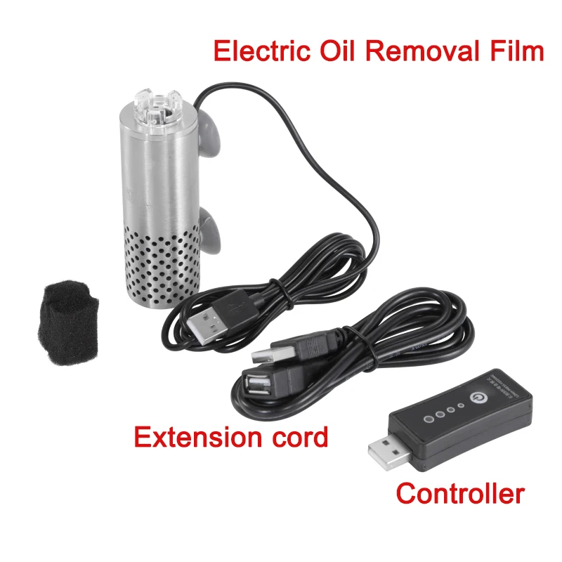 Electric Oil Removal Film Fish Tank Skimmer Aquarium USB Filter Self-priming Floating Head Oil Film Processor Stainless Steel