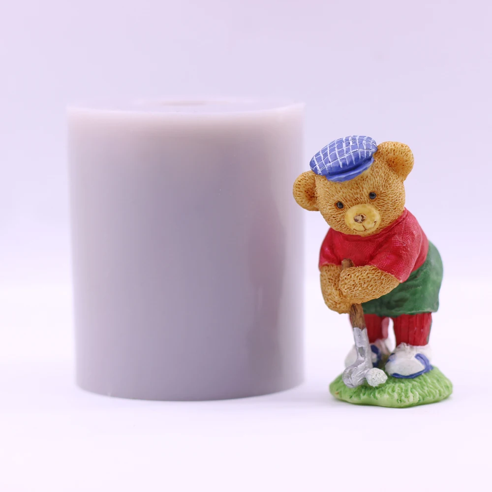 

3D Golf Teddy Bear Silicone Mould Cake Decorating Teddy Chocolate Fondant Candle Resin Clay