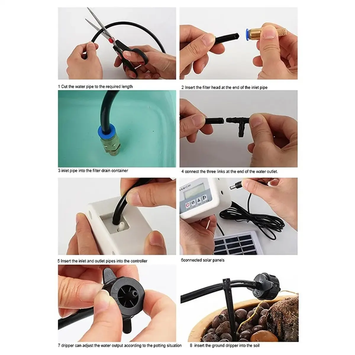 ABJS Garden Smart Automatic Watering Device Solar Charging Potted Plant Drip Irrigation Pump System Timer
