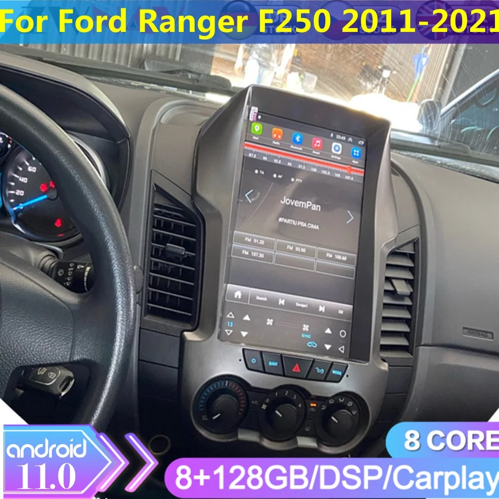 128GB 2din Android Car Radio For Ford Ranger F250 2015-2021 Car Stereo Tesla Screen Multimedia Player Head Unit Wireless Carplay