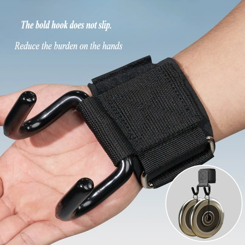 1PC Weight Lifting Hook Grips with Wrist Wraps Gym Hand-Bar Wrist Strap  Fitness Hook Weight Strap Pull-Ups Power Lift Gloves
