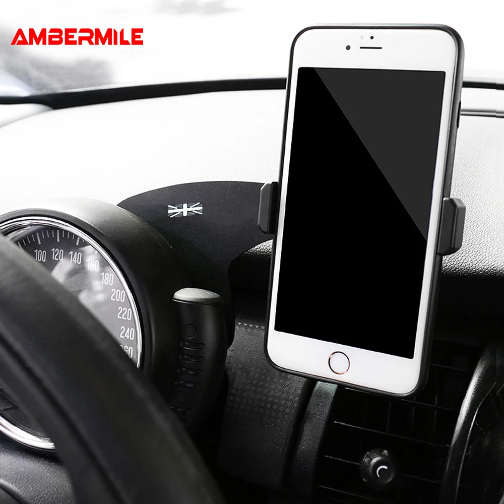Gray Union Jack Bracket for Mini Cooper Clubman F55 F56 F54 F60 Accessories Auto Phone Holder Car Mobile Phone Mount Click