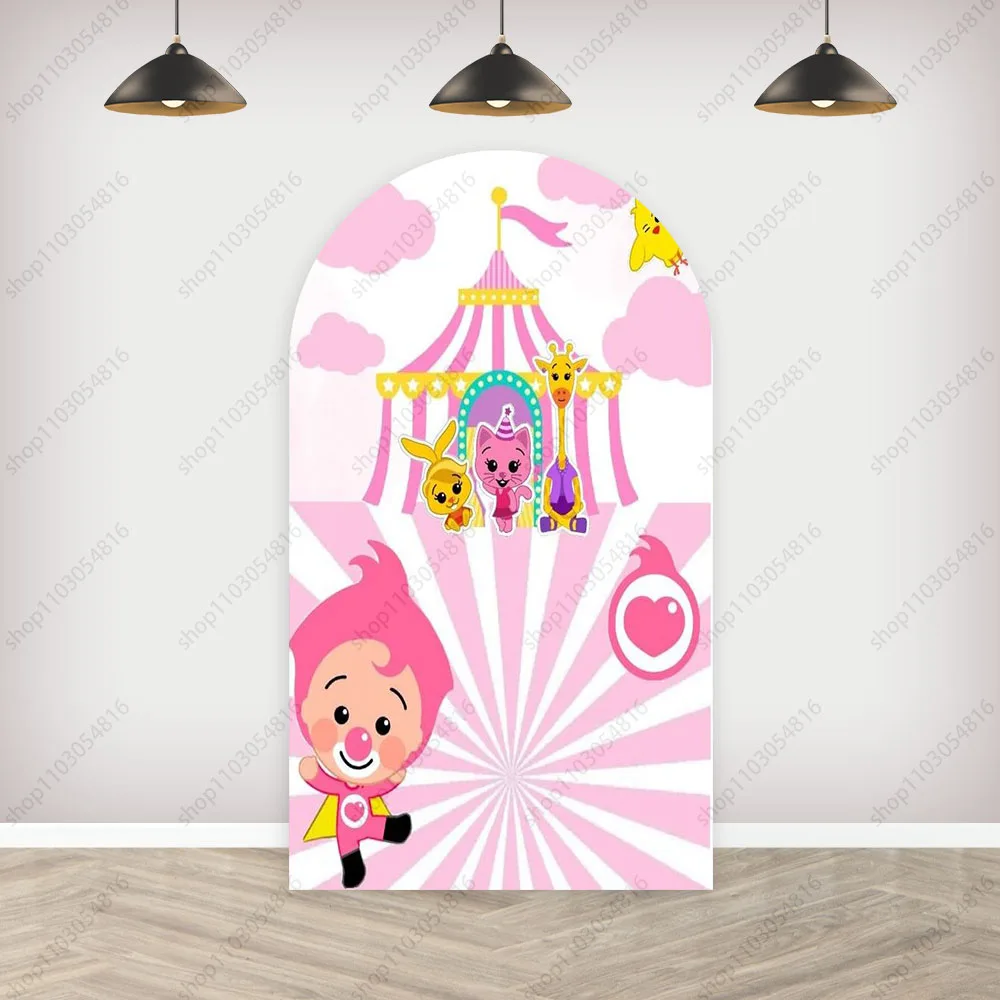 MINISO Pink Plims Arch Photo Backdrop Arched Wall For Kids Cute Birthday Party Baby Shower Doublesided Photography Background