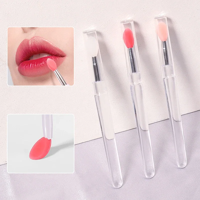 1/3/10pcs Pennello per labbra in silicone portatile con coperchio Morbido multifunzione Balsamo per labbra Applicatore Rossetto Lipgloss Pennello per trucco riutilizzabile