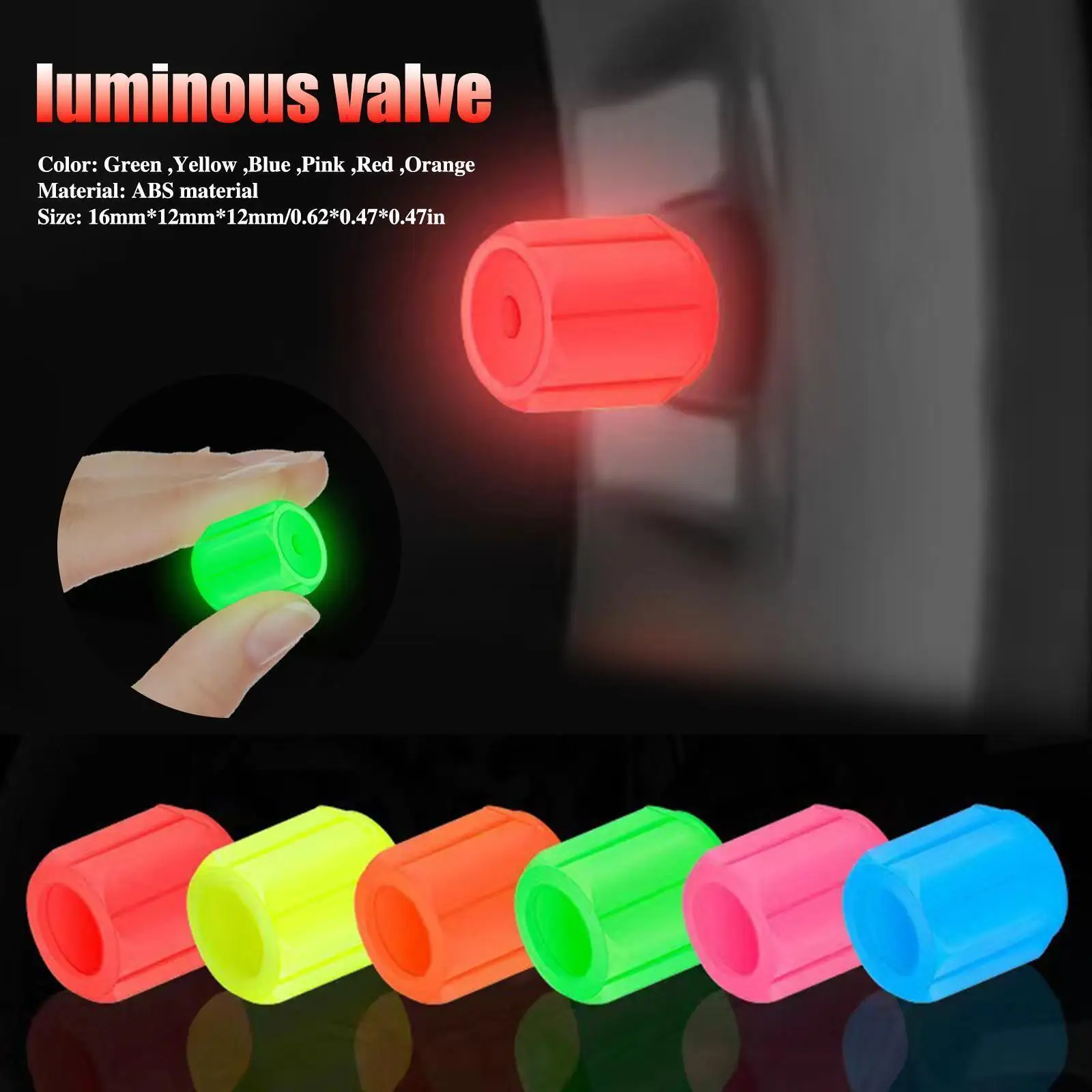 8Pcs Luminous Valve Caps Fluorescent Night Glowing Decor Car Motorcycle Bicycle Wheel Hub Valve Stem Cap Styling Car Accessories