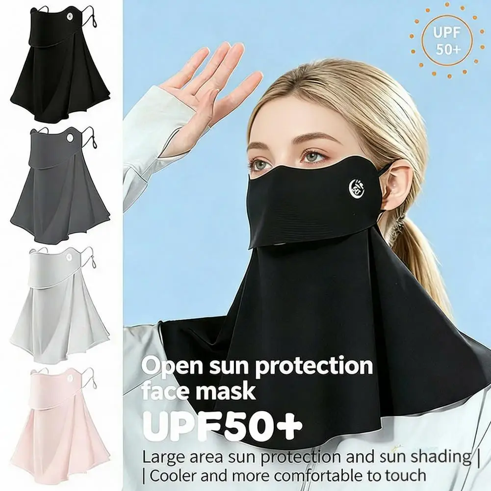 UPF50+ Ice Silk Neck Gaiter Face Mask, Breathable UV Protection Sun Mask with Ear Loops Reusable Cooling Neck Cover for Outdoor