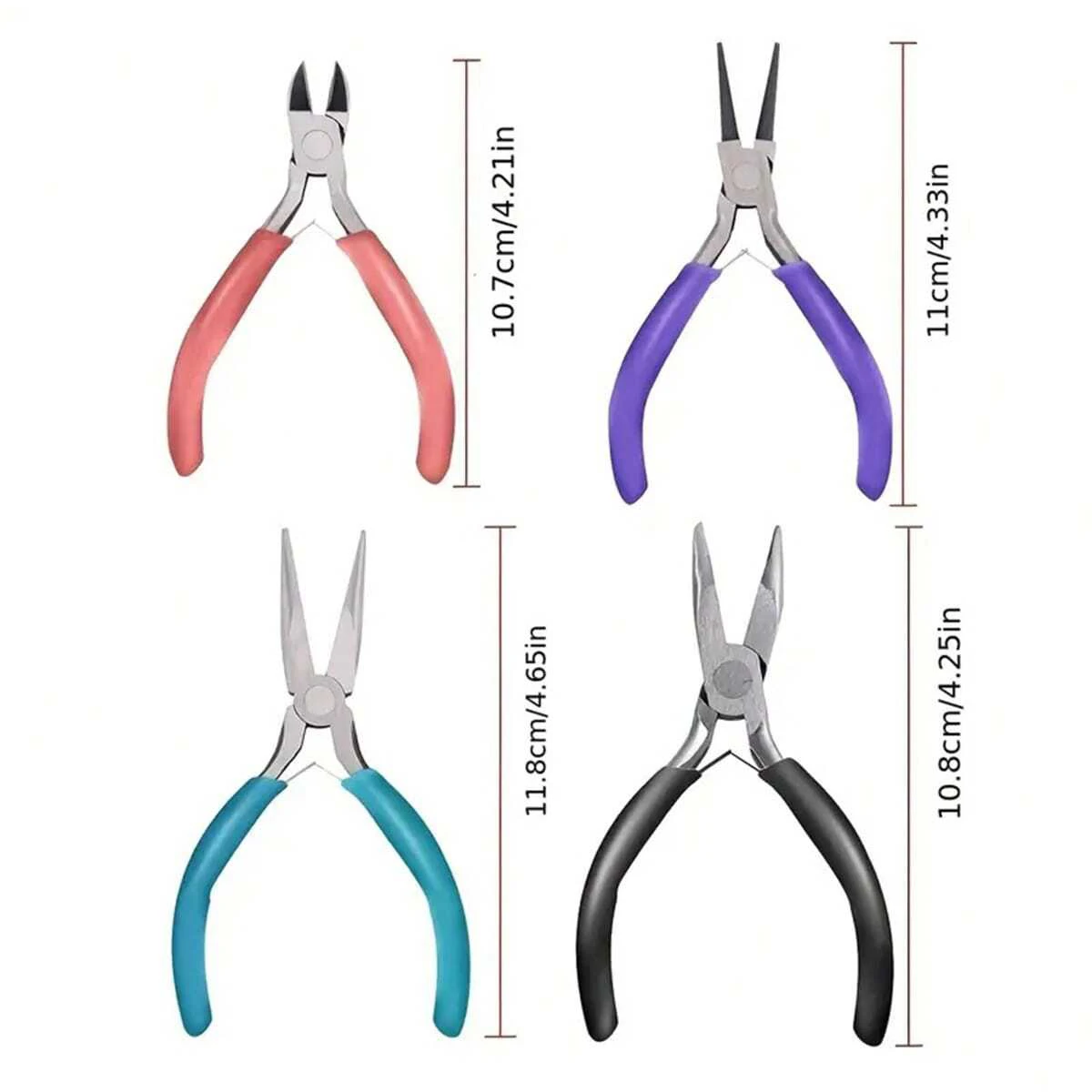 4Pcs/1pcs Iron Jewelry Pliers Tool Kit Includes Needle Round Wire Cutter And Curved Nose Pliers For Jewelry Beading Repair