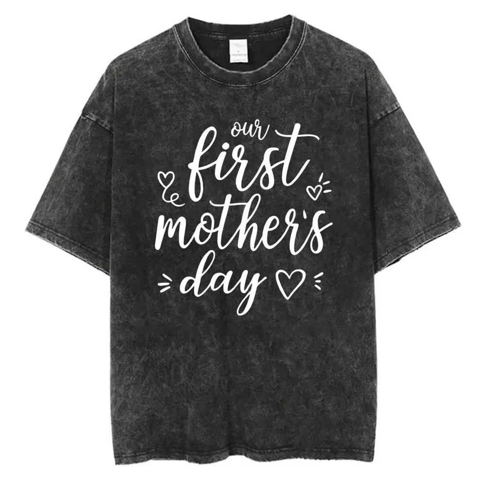 Boho Floral Mama T Shirt Cotton Loose Fit Vintage Washed Retro  Short Sleeve Tops Idea Gift for Mother's Day Women Clothes