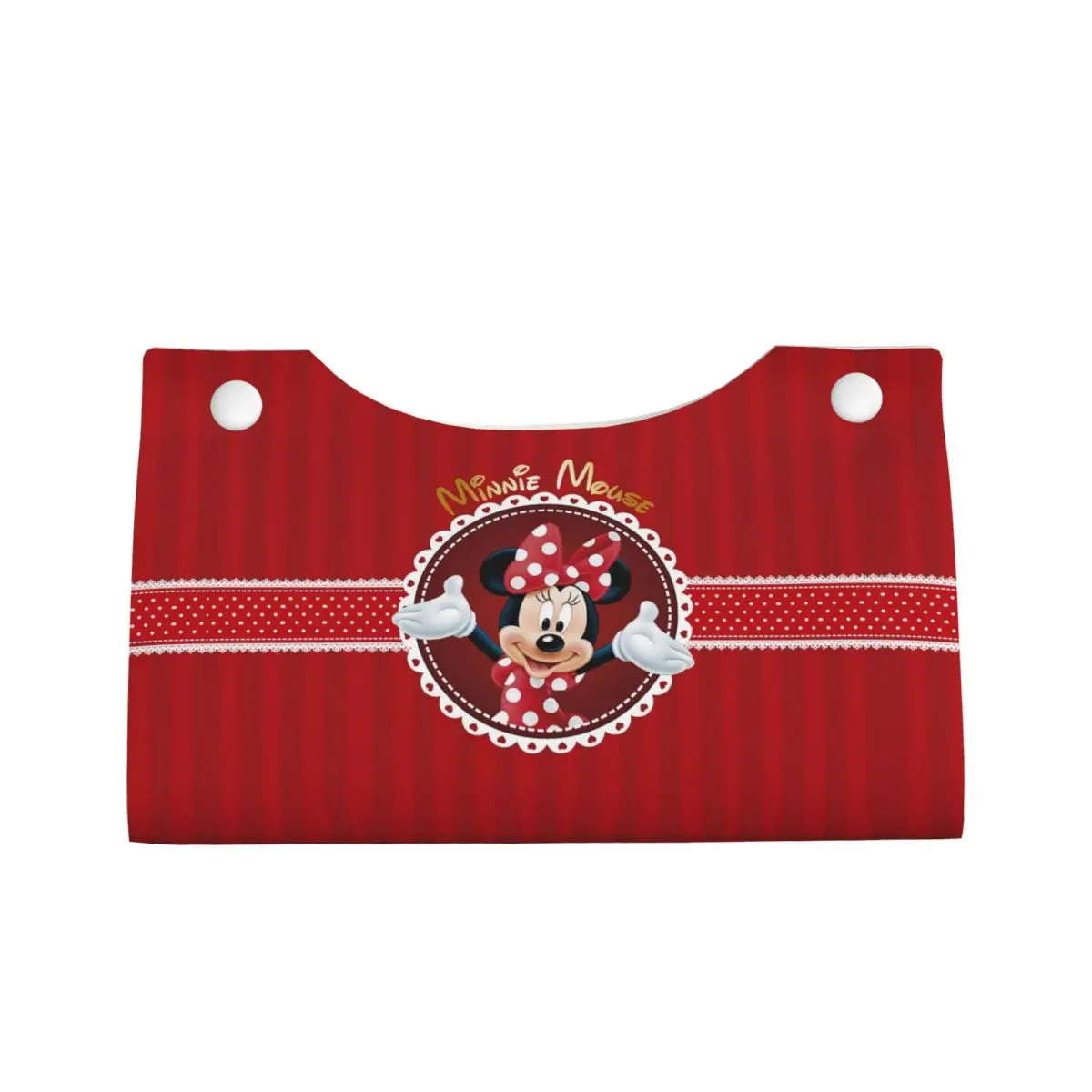 Custom Minnie Mouse Polkadot Anime Facial Tissue Box Cover Rectangular PU Leather Tissue Box Holder for Car Toilet