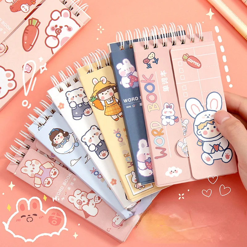 1pcs Pocket English Word Book Cute Cartoon Learn Foreign Words Memo Notebook Coil Student Portable Notepad