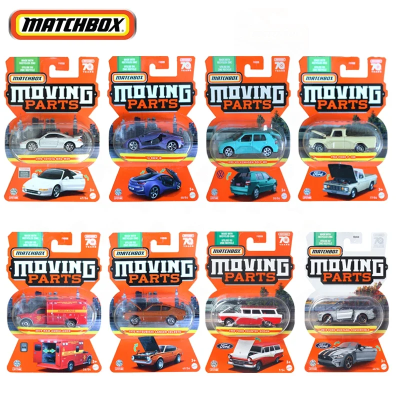 Mattel-Matchbox carro movendo peças para crianças, 1:64 Diecast veículo, 70 anos, Ford Mustang, Volkswagen, Toyota MR2 presente, original