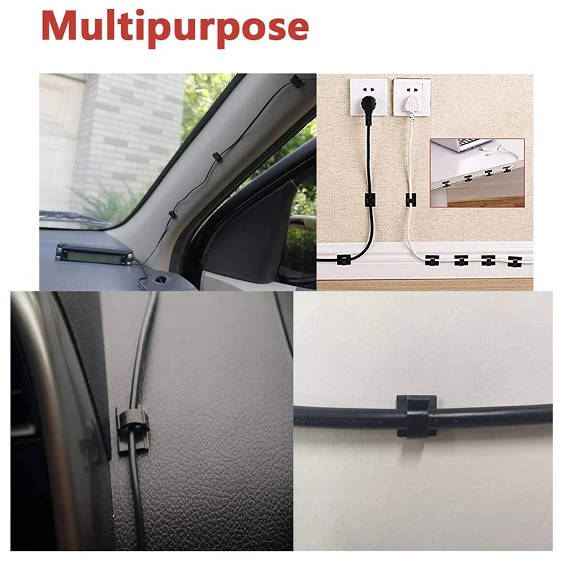 مشابك كابلات مع أشرطة لاصقة قوية ، حامل أسلاك ، إدارة الحبل ، أبيض ، مكتب ، منزل ، سيارة ، 50 *