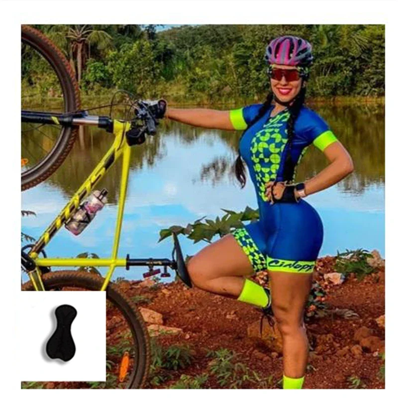 Women\'s Custom New Pro Triathlon Breathable Short Sleeve Cycling Jersey Suit Ladies Gel Pad Bicycle Triathlon Jumpsuit sets