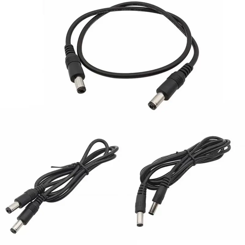 1Pcs Black DC Power Cable 5.5mm x 2.1mm Male to 5.5mm x 2.1mm Male Plug Connector Extension Cord for CCTV Security Camera