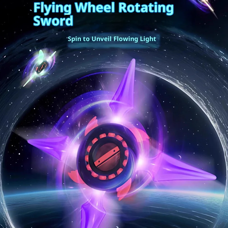 Espada giratoria Espada fría con brillo nocturno creativo, espada giratoria láser de descompresión de alta tecnología.