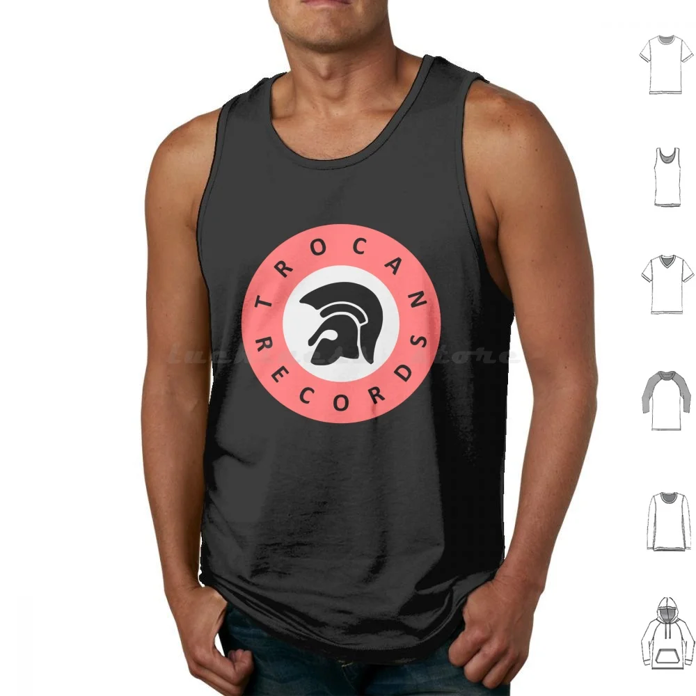 Trocan Records And Roman Helmet Tank Tops Vest Sleeveless Trojan Ska Skinhead Reggae Trojan War Mods Traditional Skinhead