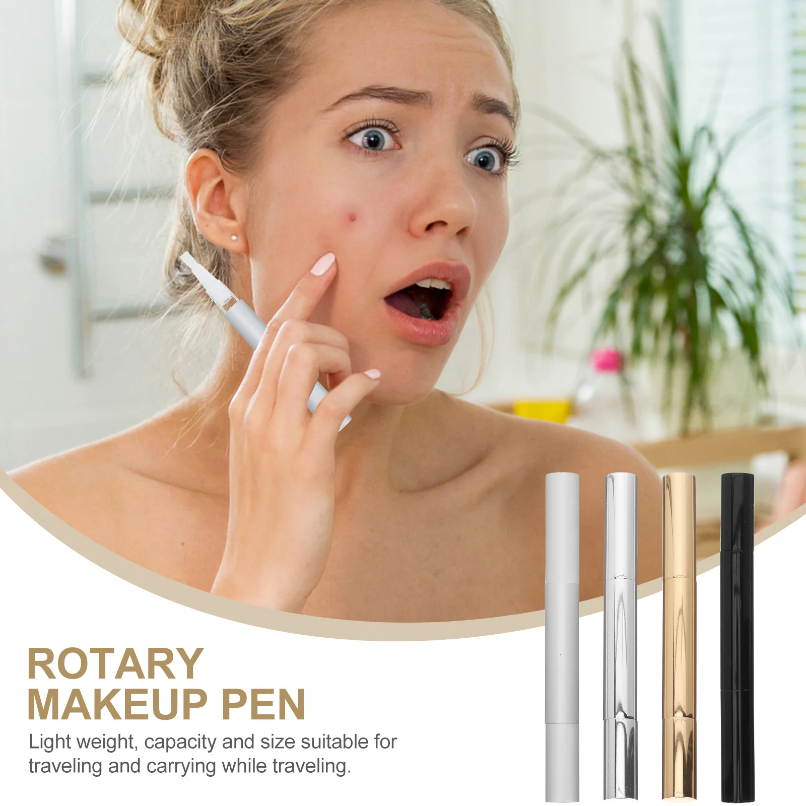 4 Pezzi Penna Eyeliner Liquida con Tubo da Viaggio, Applicatore Ricaricabile Portatile per Olio per Unghie e Lucidalabbra, Facile da Usare, Anti-Perdita, per Trucco