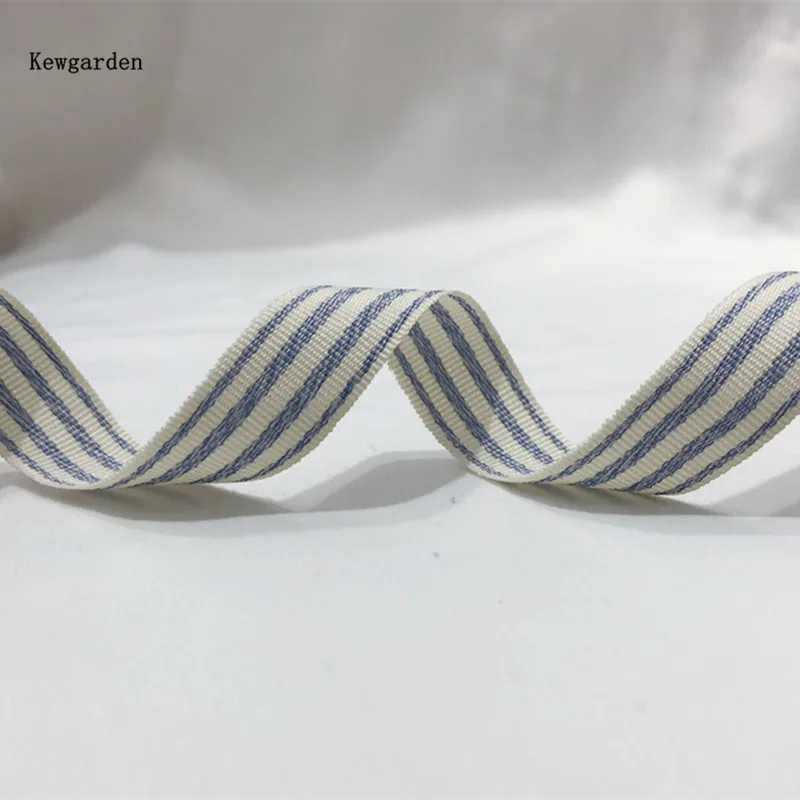 Kewgarden Stripe Cotton Ribbons 10mm 38mm DIY Bow Hair Accessories Handmade Tape Garment 10 Yards