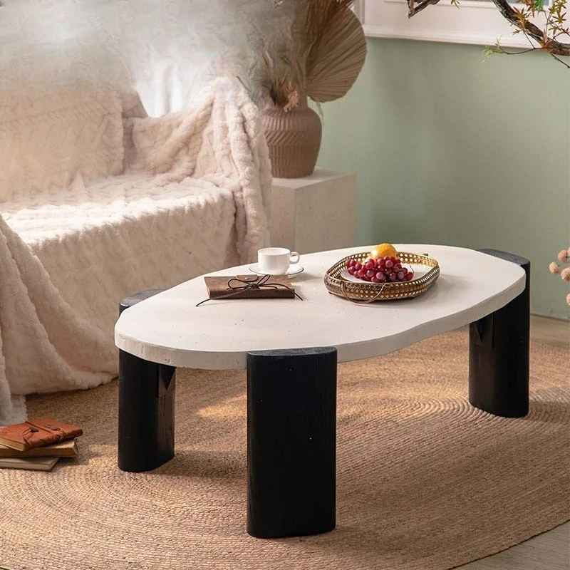 

Black and white splicing color table resin decoration coffee table living room creative square table wabi sandy wind