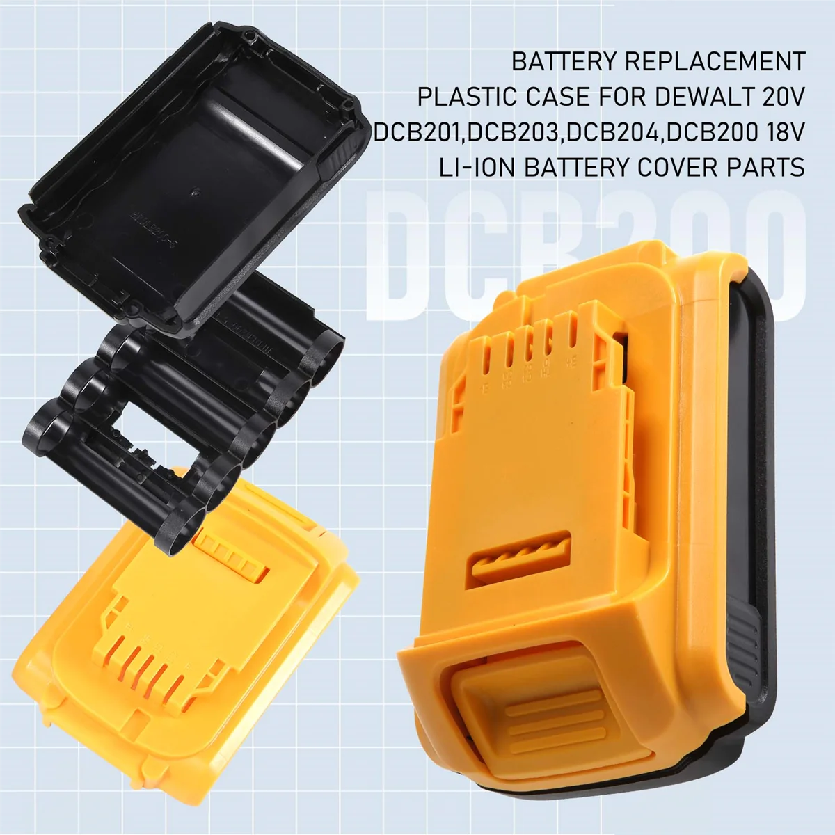 New Battery Replacement Plastic Case for DeWalt 20V DCB201,DCB203,DCB204,DCB200 18V Li-Ion Battery Cover Parts for 3A 4A 5A