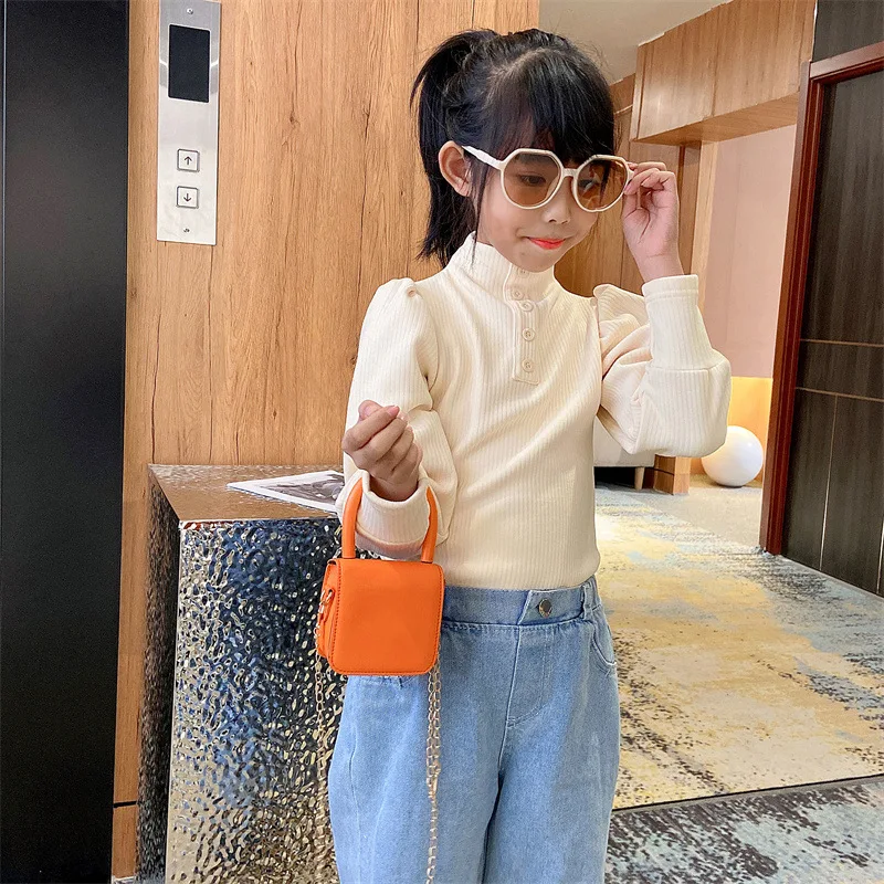 Candy Color Baby Girls Small Coin Purse Handbags PU Leather Kids Shoulder Bag Lovely Children\'s Mini Square Crossbody Bags