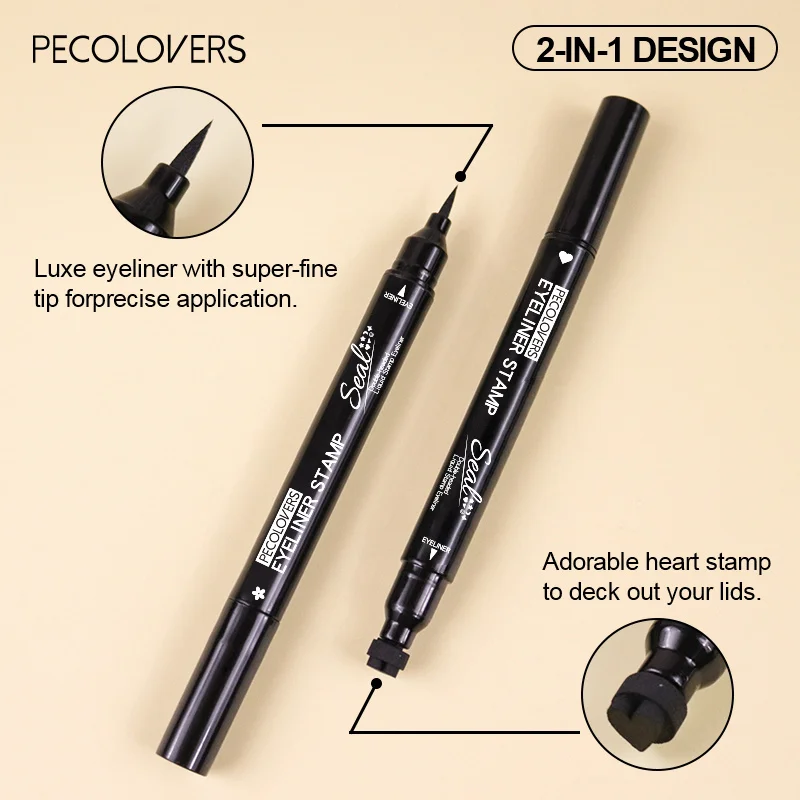 Doppelkopf-Stern-Siegel-Eyeliner, wasserdicht, schnell trocknend, schwarzer Stempel, flüssiger Eyeliner-Stift, feiner, wischfester Augenschwanz