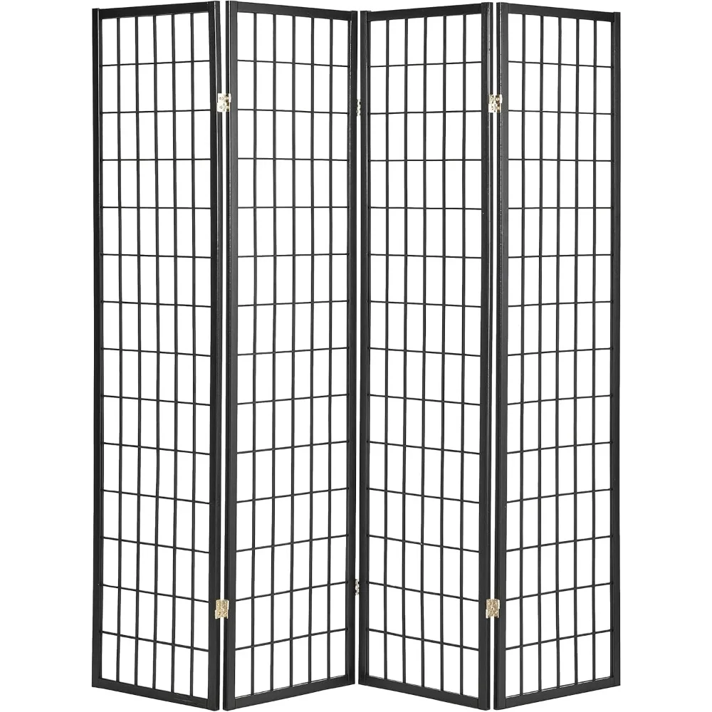 International 4-Panel Shoji Screen Room Divider, Black