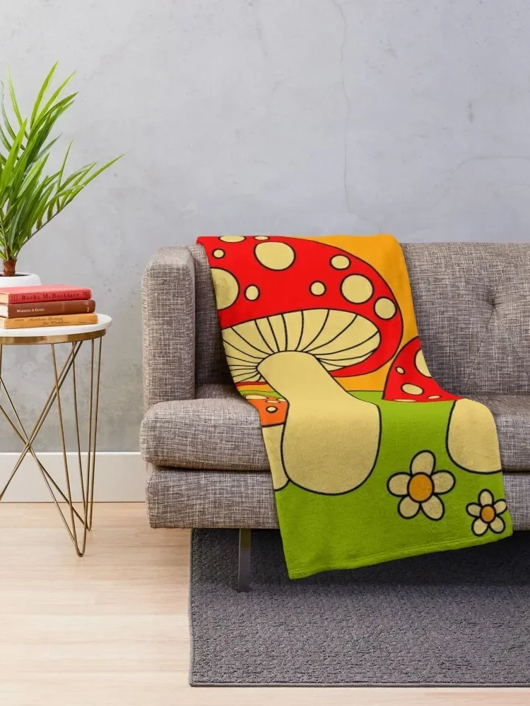 Mushrooms Throw Blanket Decorative Sofa Vintage Thermals For Travel Tourist Camping Blankets