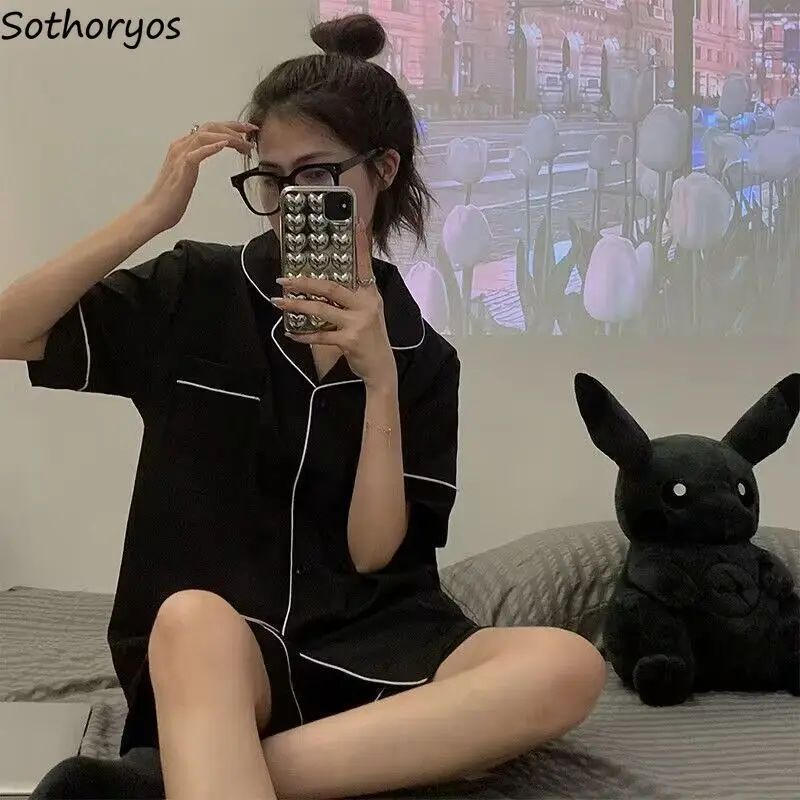 

Летние Пижамные комплекты для женщин, уютная свободная классическая женская пижама 5XL, корейская мода, домашняя одежда с коротким рукавом, Повседневная дышащая